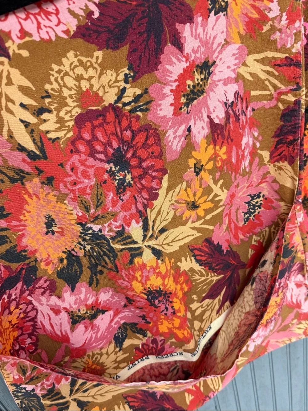 Vintage Mod Floral Linen Pillowcases Set of 2 Pink Orange Brown Retro Standard